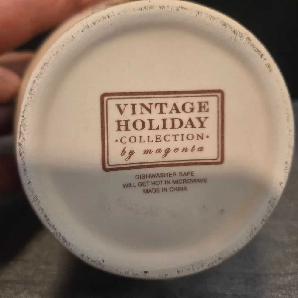 Vtg Magenta Holiday Collection Cream Sugar Bowl‎ with Lid Bunny Christmas Design
